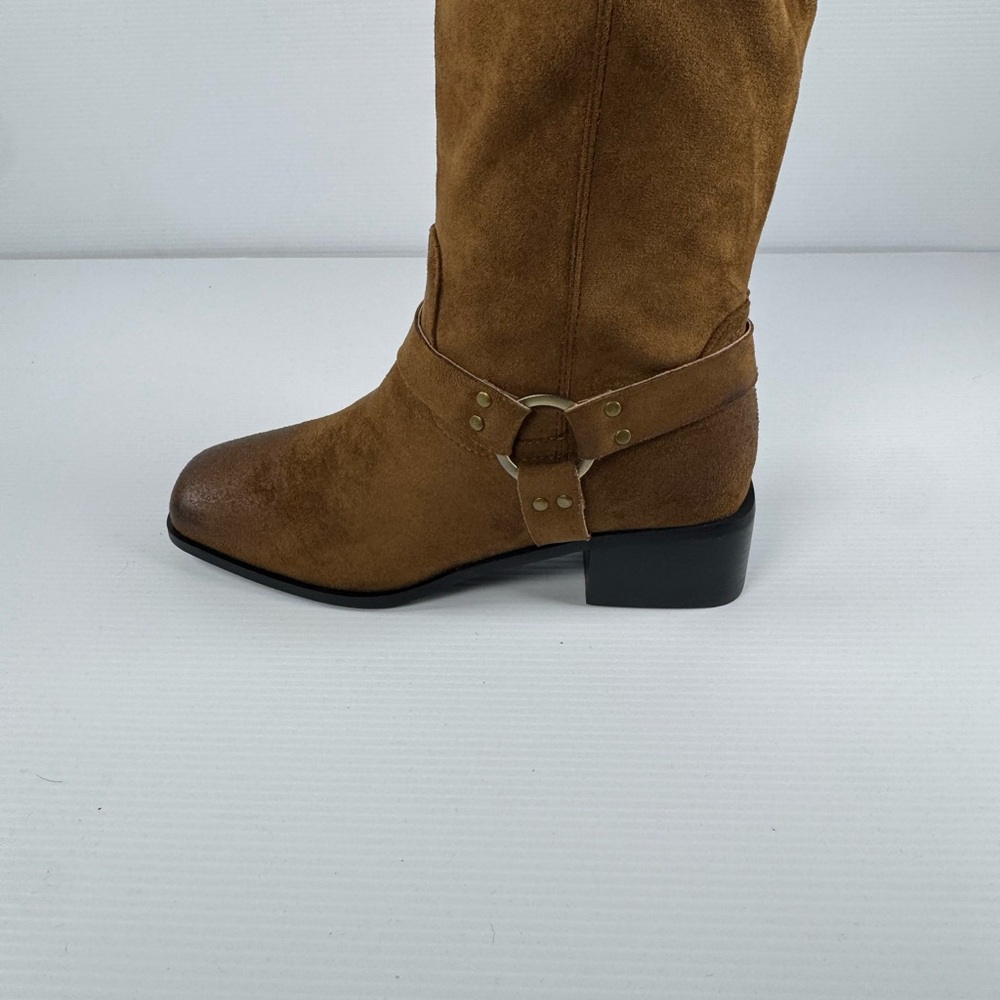 Azalea Wang Eathelin Brown Over The Knee Moto Boots NIB Size 7 / 9 - Picture 3 of 9